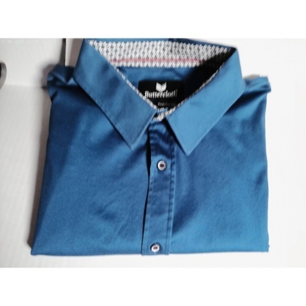 Buttercloth Mens Regular Fit Long Sleeve Shirt Blue 2XL MC0021